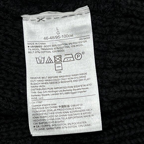 Banana Republic Tie Waist Tassels Wool Blend V-Neck Ribbed Chunky Cardigan Sz L - Picture 6 of 6